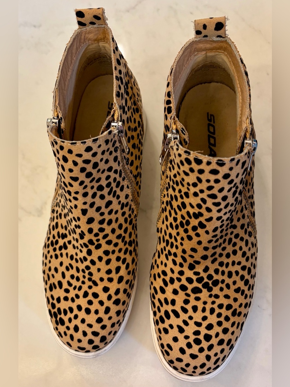 Soda Tan & Black Cheetah Print Ankle Booties